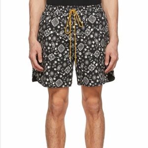 Rhude Bandana Paisley Logo Black jogger Shorts Sz M